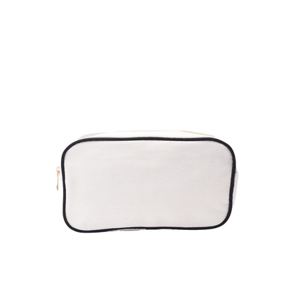 "Gym Bunny" Medium Pouch, Cream with Black Trim