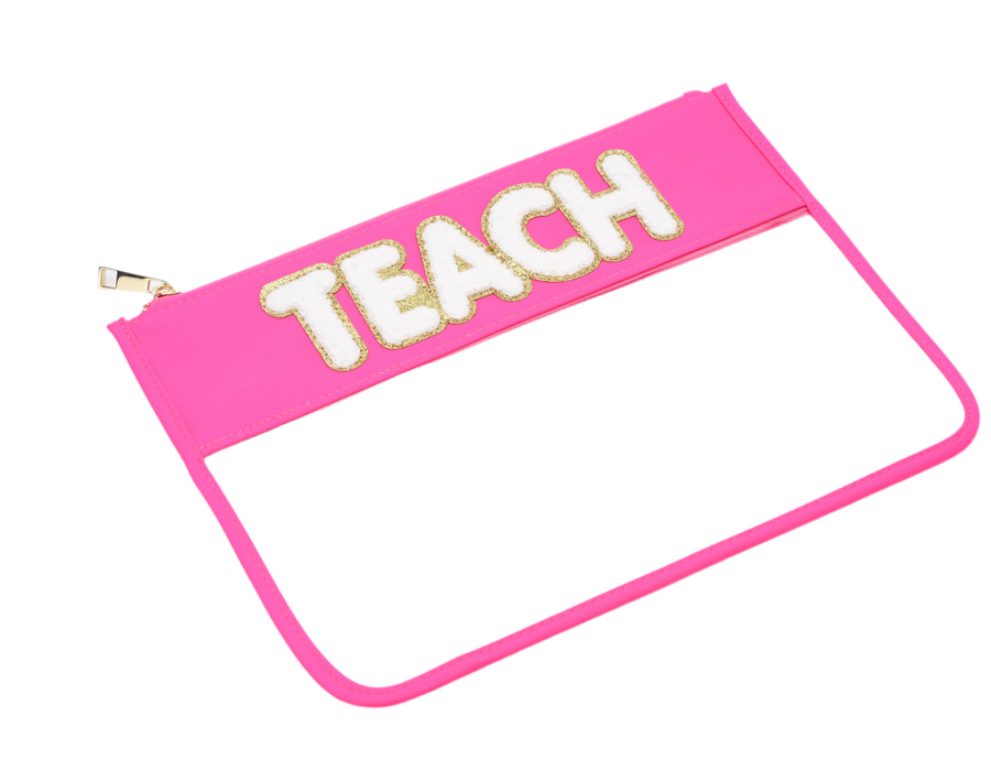 Neon Pink Teacher Pouch - Personalized Classroom Organiser