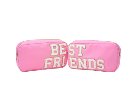 "Best Friends" Pouch Duo, Candy Pink, Set of 2