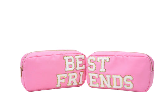 "Best Friends" Pouch Duo, Candy Pink, Set of 2
