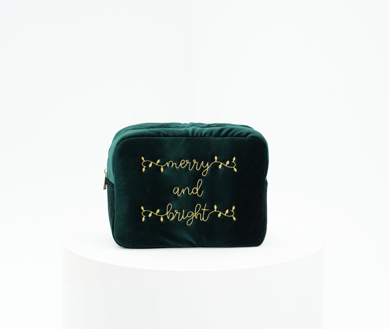 NEW- Personalised Pouch - Large Green Velvet