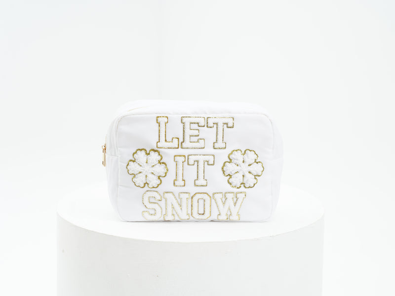 Large White Christmas Pouch – “Let It Snow”