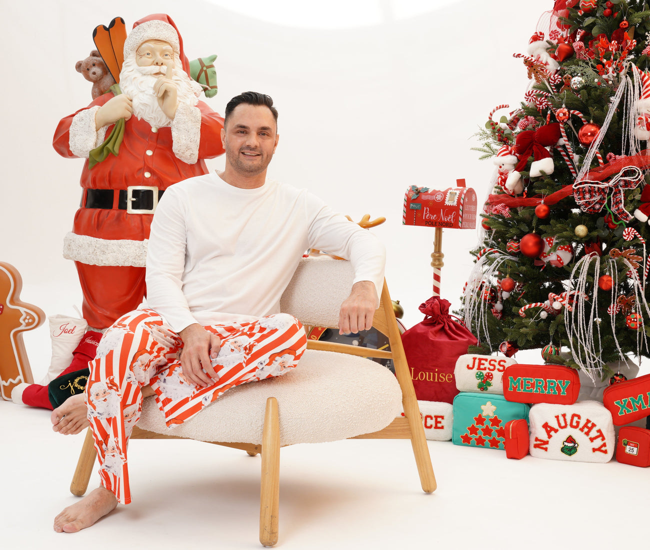 Men's Personalised Santa Stripe PJs