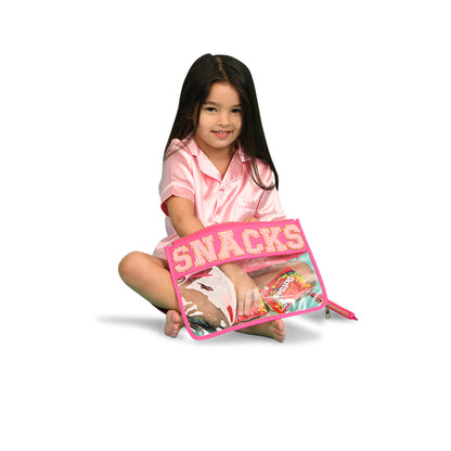 Travel Pouch - Baby Pink "Snacks" - The Happy Tribe