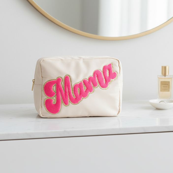 "Mama" Large Pouch, Cream