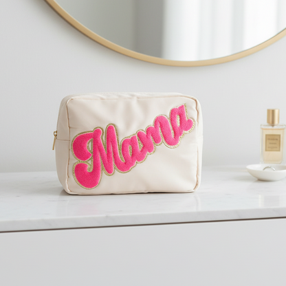 "Mama" Large Pouch, Cream