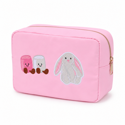 “Jelly Cat Bunny” Large Pouch, Baby Pink