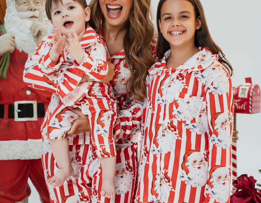 Women’s Personalised Santa Stripe PJs