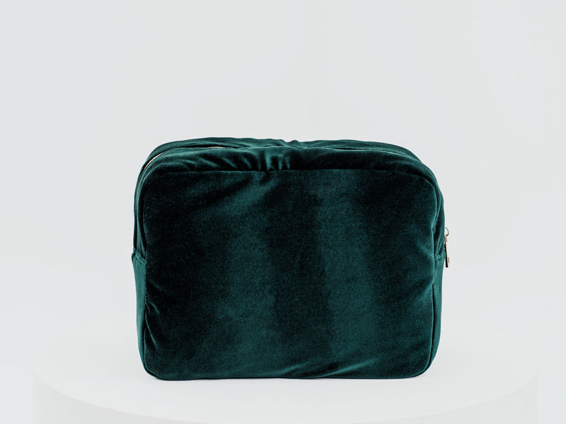 NEW- Personalised Pouch - Large Green Velvet