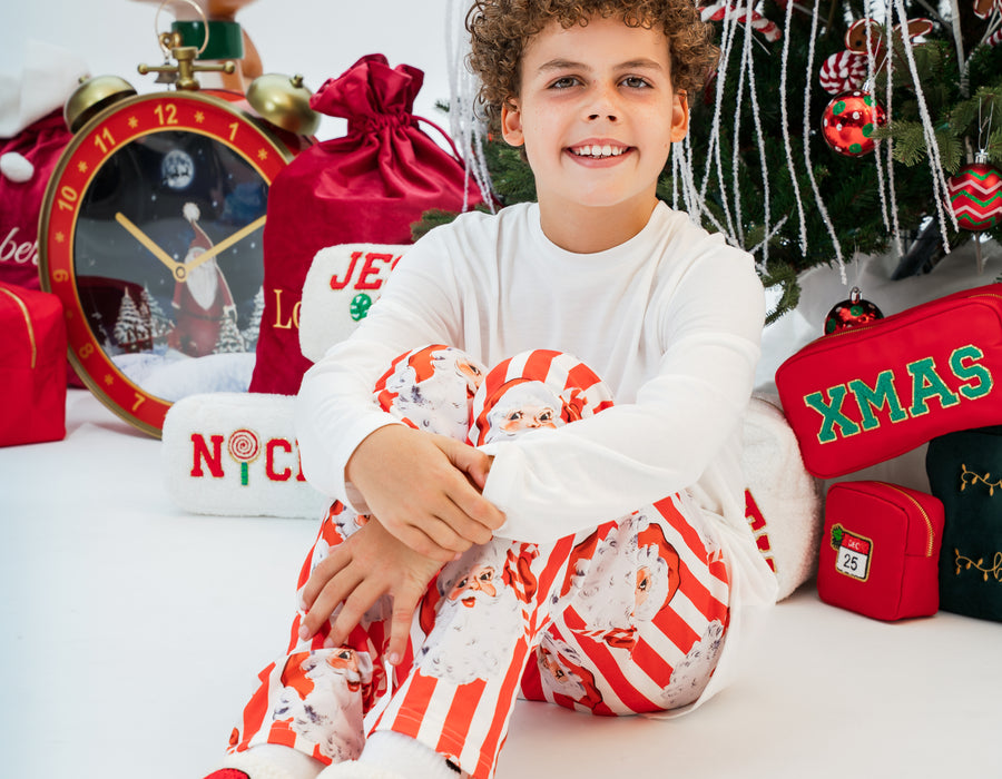 Boys Personalised Santa Stripe PJ's