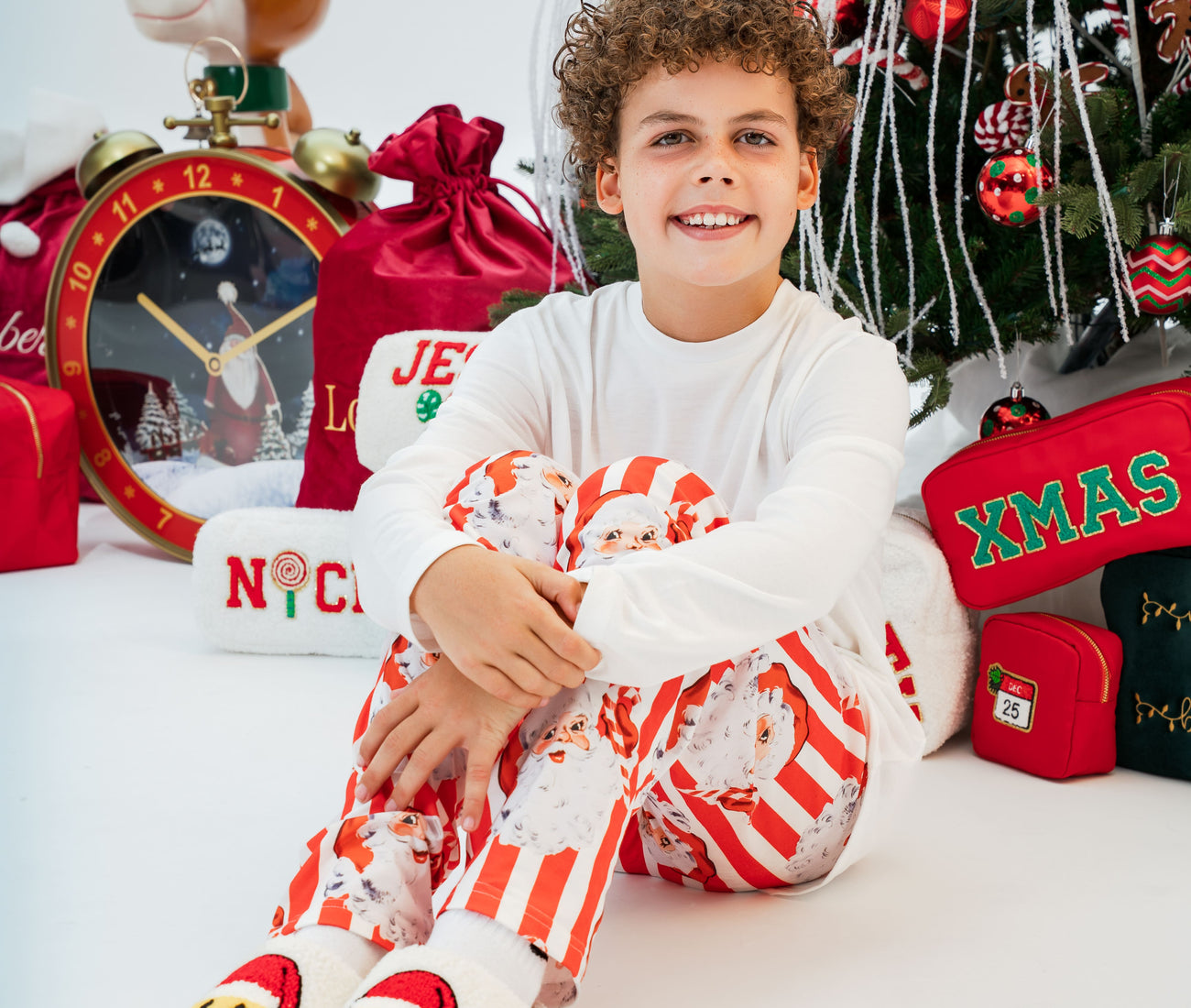 Boys Personalised Santa Stripe PJs