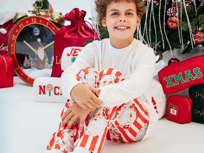 Boys Personalised Santa Stripe PJs