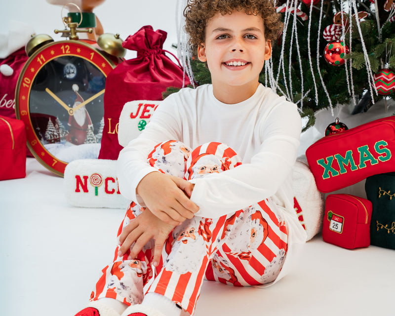 Boys Personalised Santa Stripe PJs