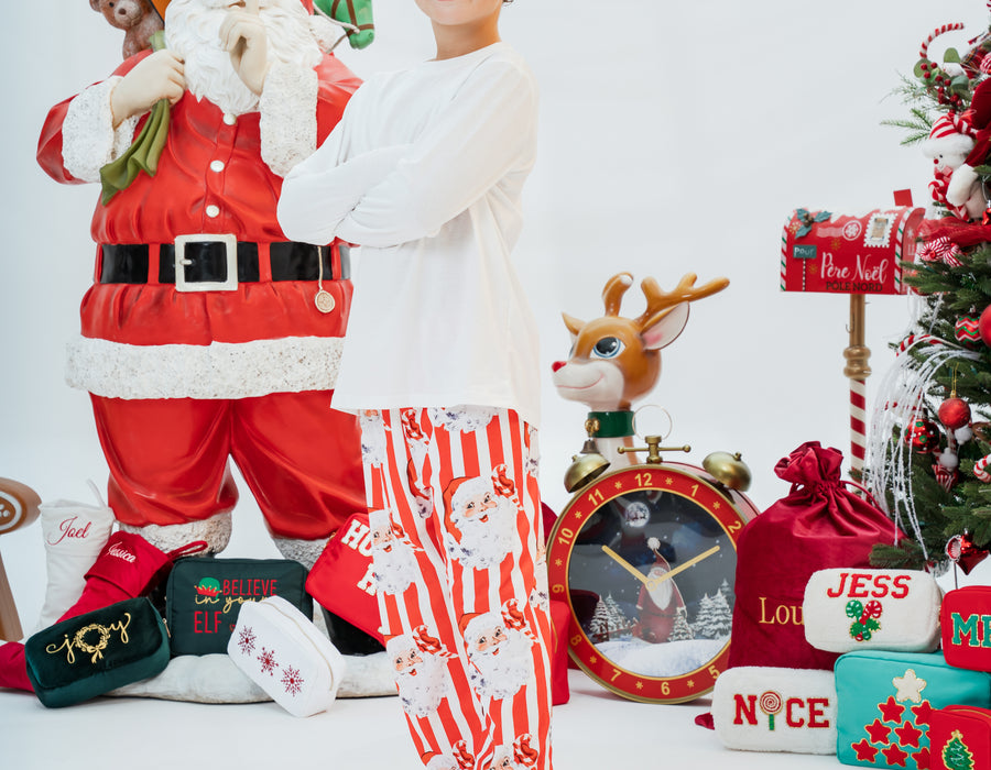 Boys Personalised Santa Stripe PJ's