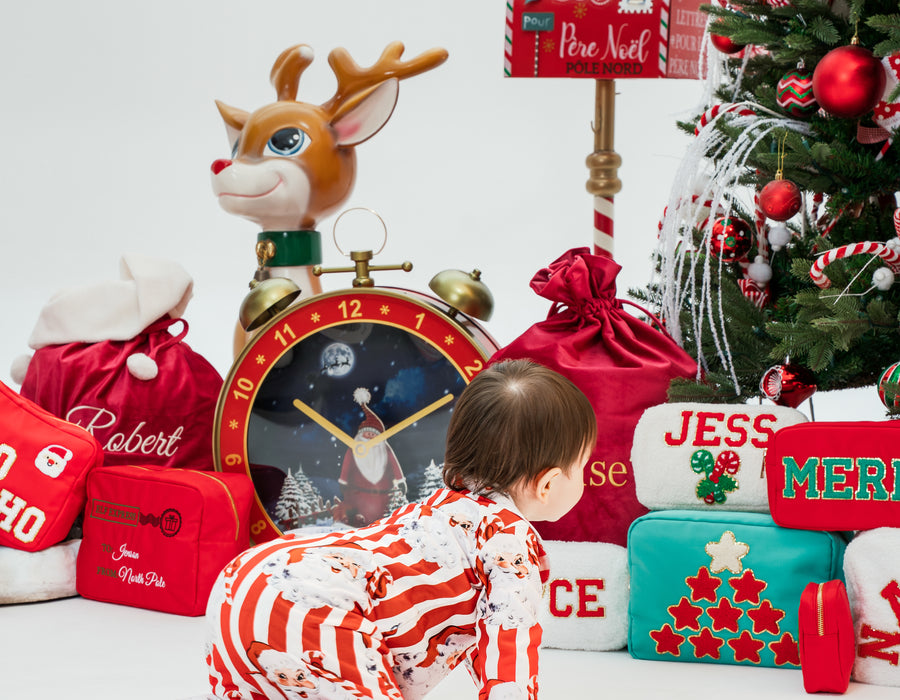 Baby Personalised Santa Stripe Jersey Zip Sleepsuit