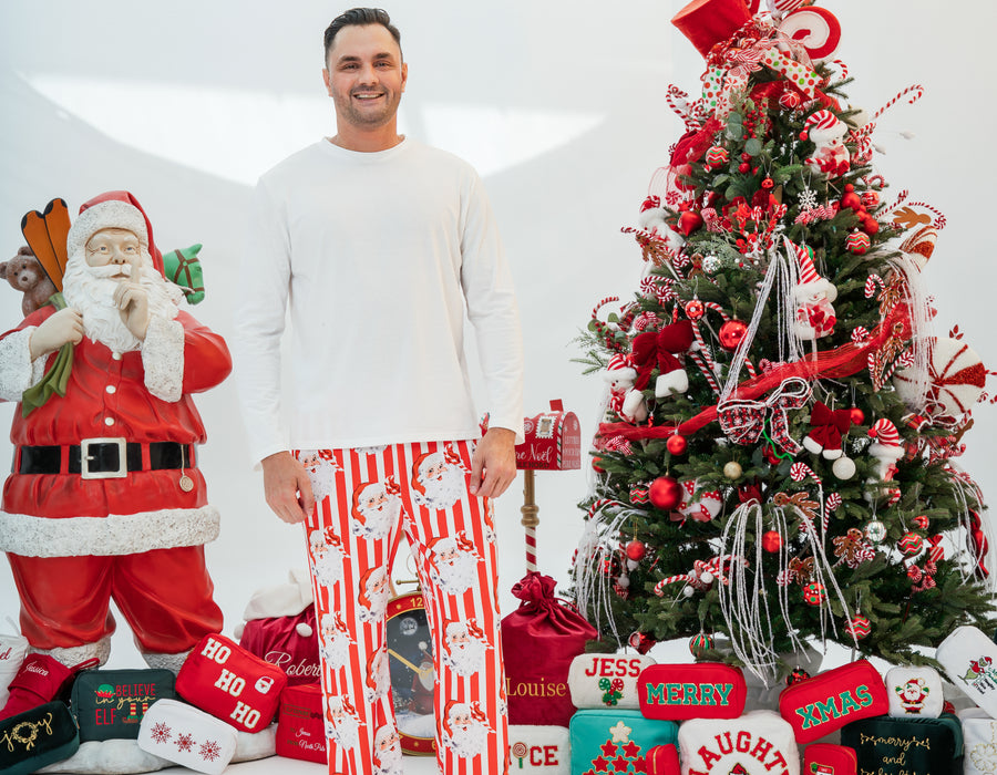 Men's Personalised Santa Stripe PJs