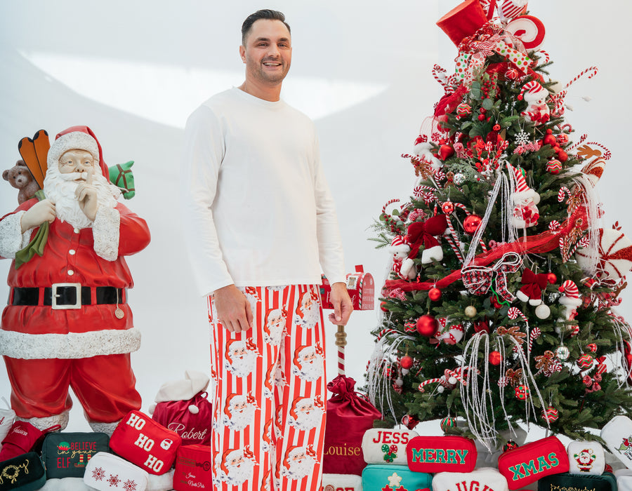 Men's Personalised Santa Stripe PJs