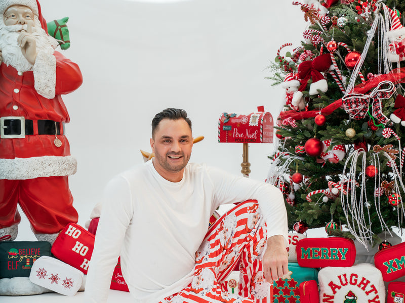 Men's Personalised Santa Stripe PJs
