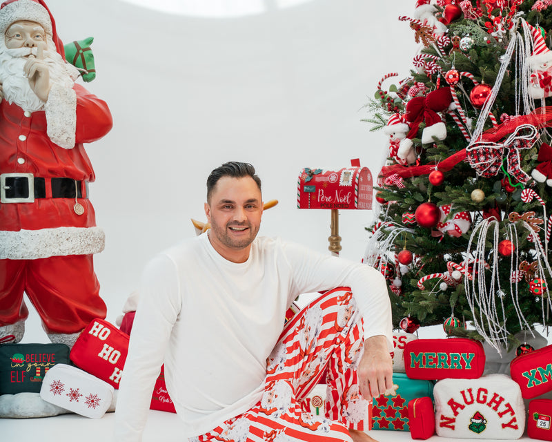 Men's Personalised Santa Stripe PJs