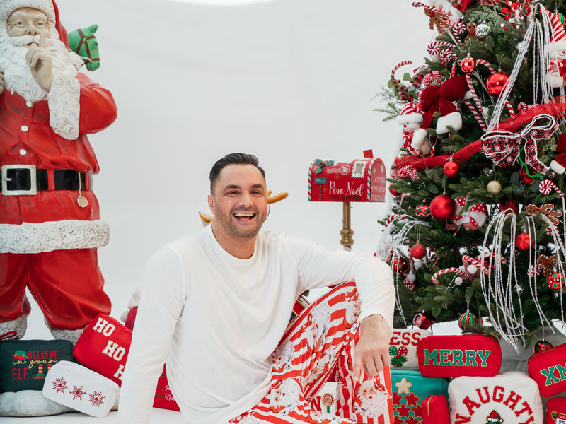 Men's Personalised Santa Stripe PJs
