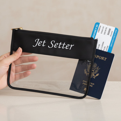 “Jet Setter” Clear Travel Pouch