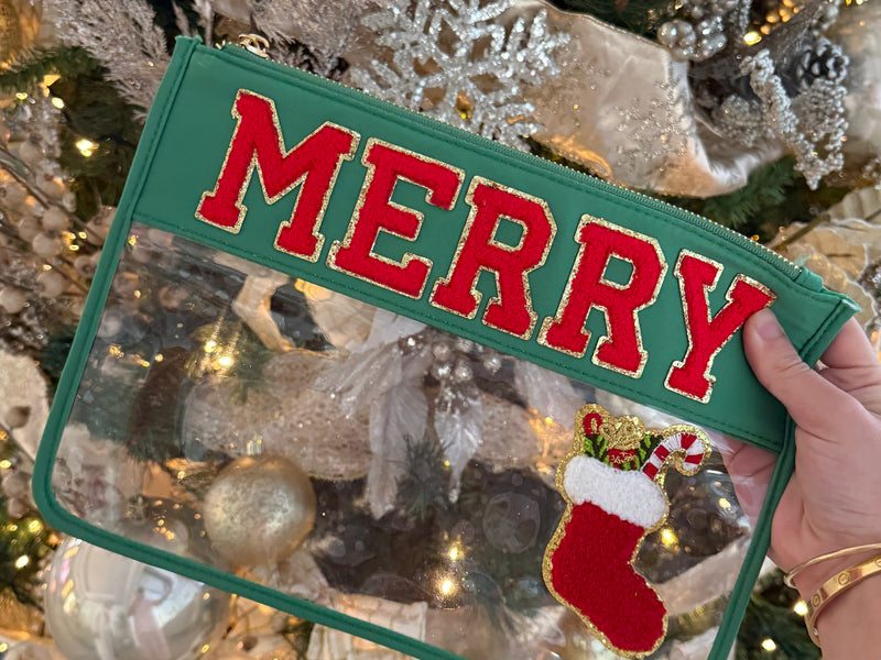 MERRY Christmas Clear Pouch – Festive Edition