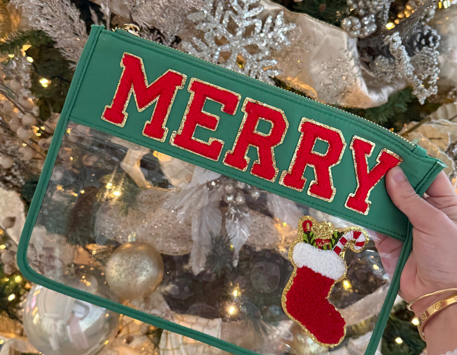 MERRY Christmas Clear Pouch – Festive Edition