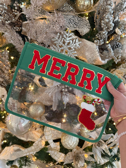 MERRY Christmas Clear Pouch – Festive Edition
