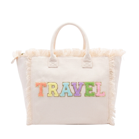 "Travel" Saint Barth Tote Bag, Cream
