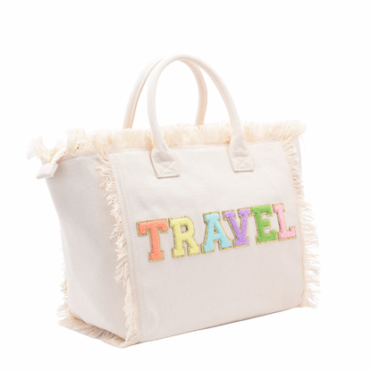 "Travel" Saint Barth Tote Bag, Cream