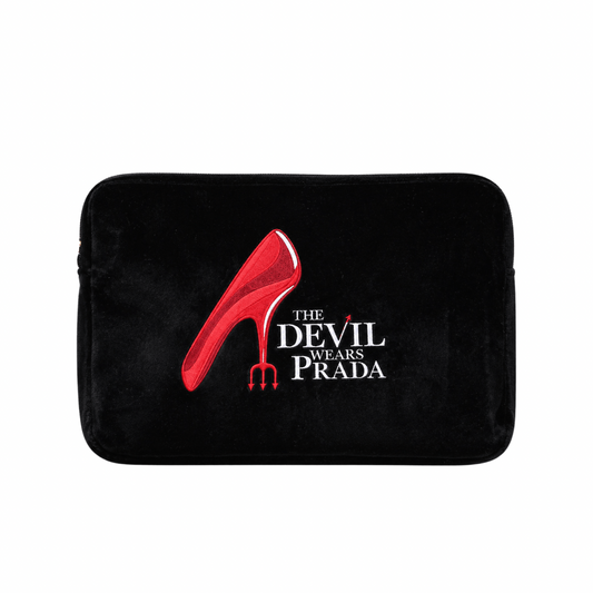 "The Devil Wears Prada", Large Velvet Pouch, Black