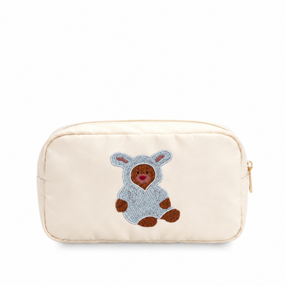 “Bear” Embroidered Medium Pouch