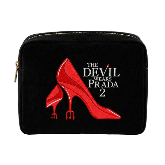 "The Devil Wears Prada 2" Large Velvet Pouch, Black