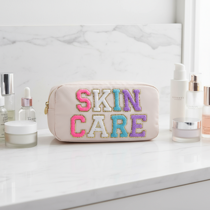 Cream Medium "SKIN CARE" Pouch - The Happy Tribe