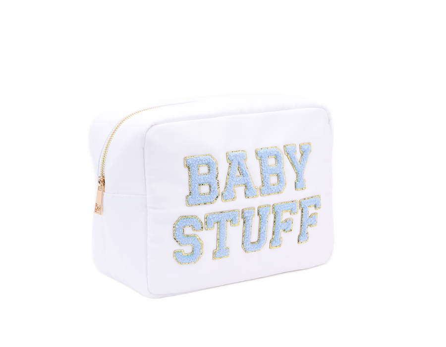 White Large Pouch, Baby Blue 