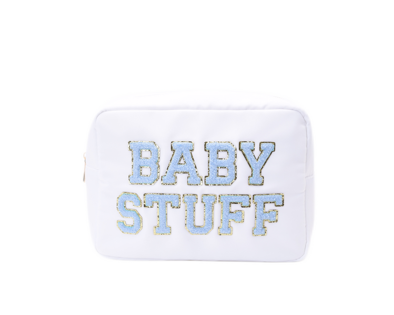 White Large Pouch - Blue 