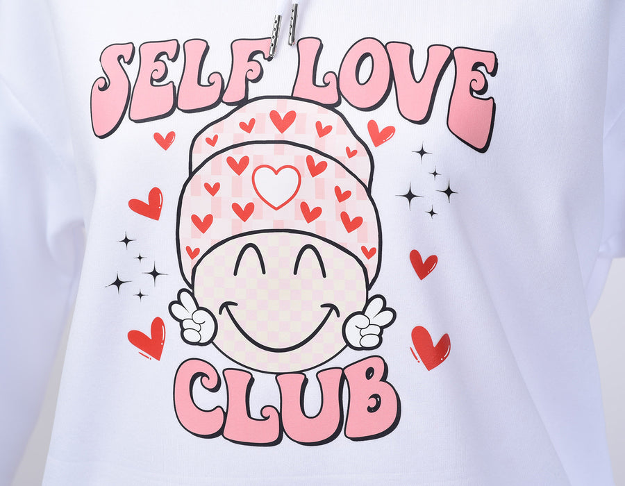 White “Self Love” Club Hoodie
