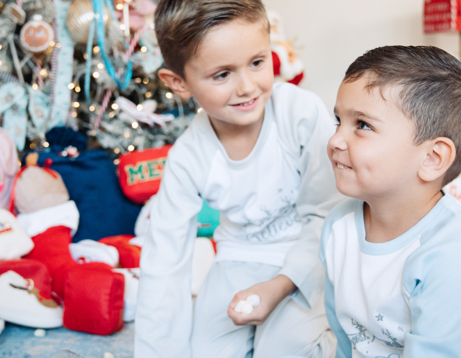 Grey Personalised Children's  'Believe' Christmas Pjs