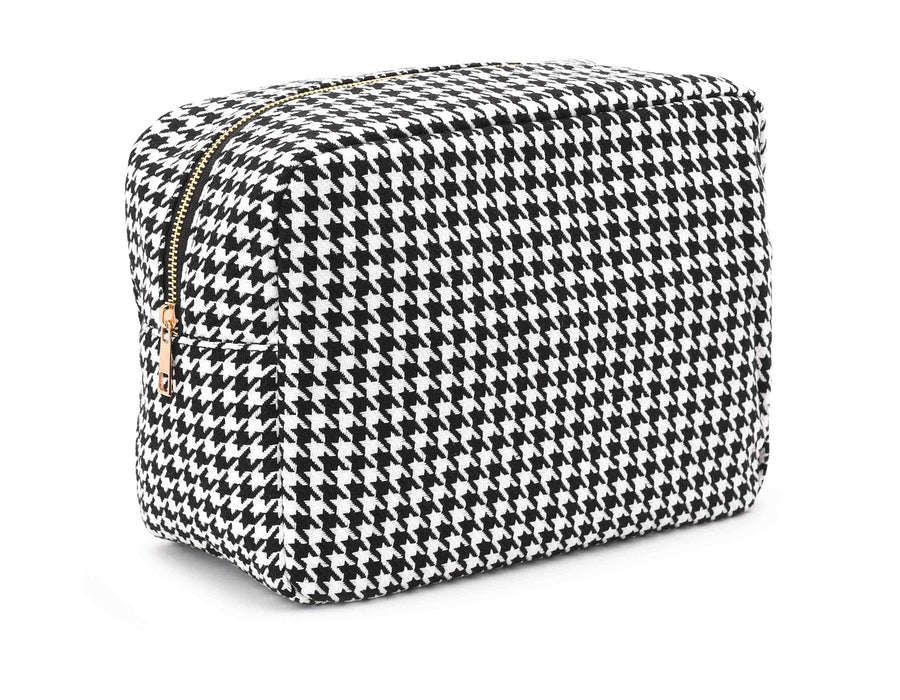 Black Houndstooth Personalised Pouch - Large