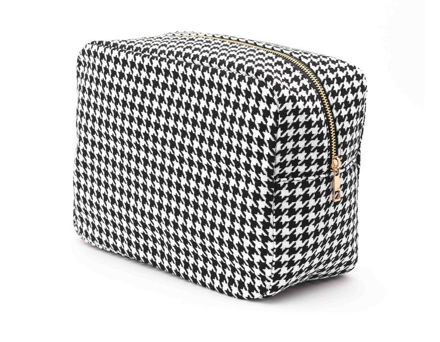 Black Houndstooth Personalised Pouch - Large