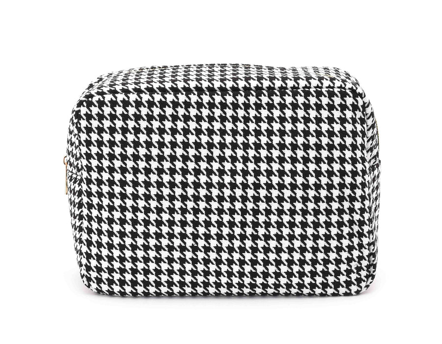 Black Houndstooth Personalised Pouch - Large