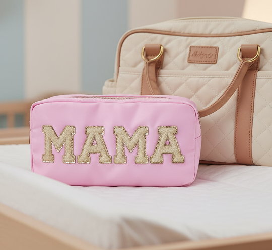 "MAMA" Medium Pouch, Baby Pink