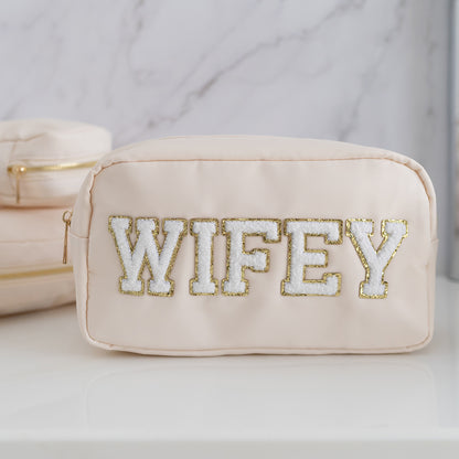 Medium Cream Pouch - "Wifey" - The Happy Tribe