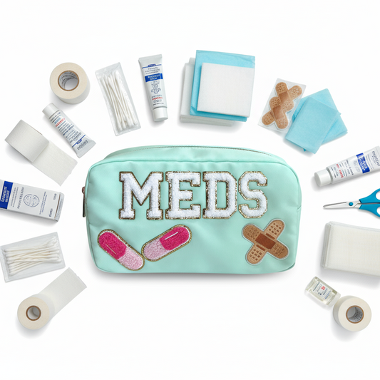 "Meds" Medium Pouch, Mint Green