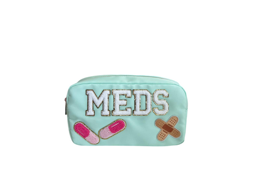 "Meds" Medium Pouch, Mint Green