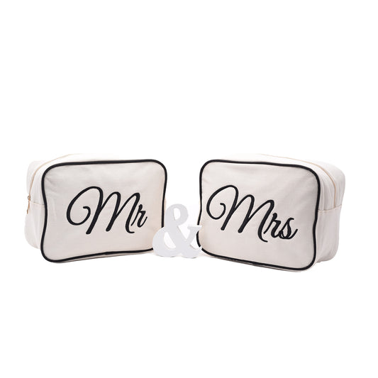 Mr & Mrs Newlywed Pouches, Custom Couple Accessories for Travel - The Happy Tribe