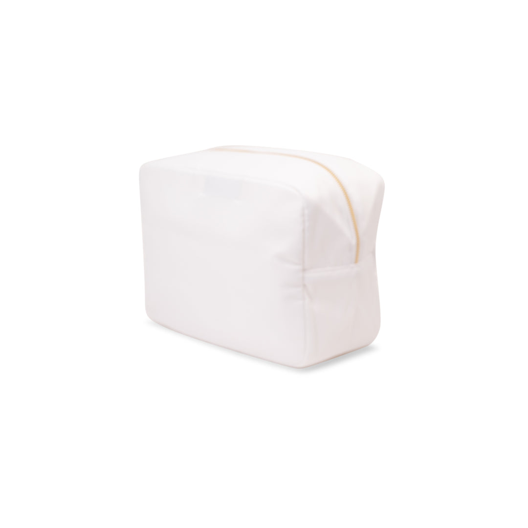 White Large Pouch - Blue "Baby Stuff" - The Happy Tribe