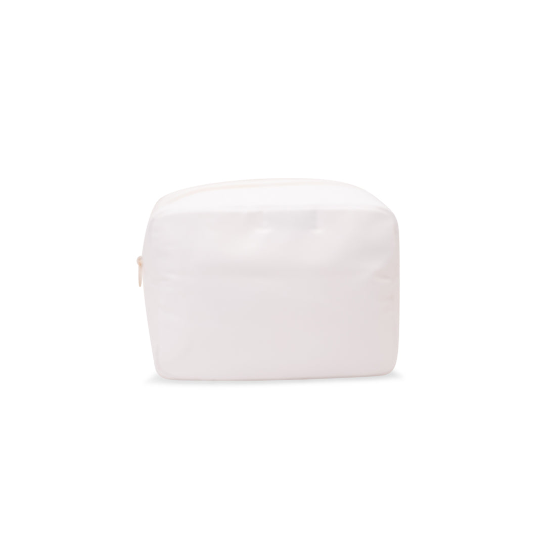 White Large Pouch - Blue "Baby Stuff" - The Happy Tribe
