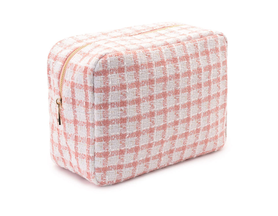 Pink Check  Pouch - Large