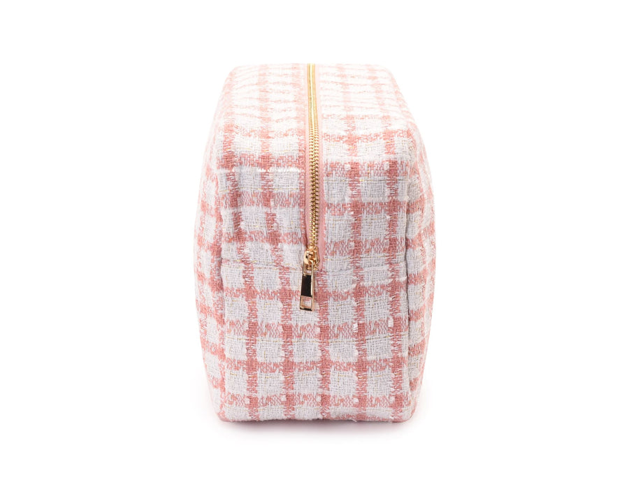Pink Check  Pouch - Large